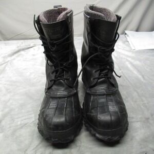 LaCrosse De Icer Boots Mens 10 Black Leather Rubber Duck Made in USA Insulated
